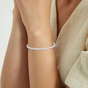 18K White Gold Plated Tennis Bracelet